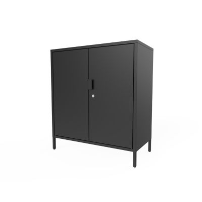 Armoire basse en métal noir GoodHome Rand H. 90 x L. 80 x P. 40 cm