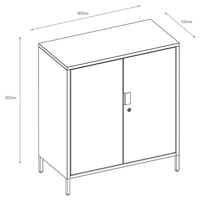 Armoire basse en métal noir GoodHome Rand H. 90 x L. 80 x P. 40 cm