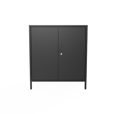 Armoire basse en métal noir GoodHome Rand H. 90 x L. 80 x P. 40 cm