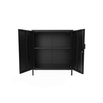 Armoire basse en métal noir GoodHome Rand H. 90 x L. 80 x P. 40 cm