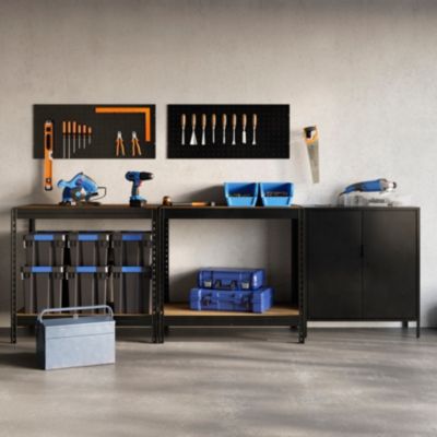 Armoire basse en métal noir GoodHome Rand H. 90 x L. 80 x P. 40 cm