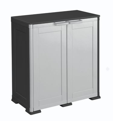 Armoire basse en résine anthracite et gris clair Castorama