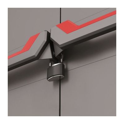 Armoire basse KETER Stilo 2 portes gris noir rouge 68 x 39 x 90 cm