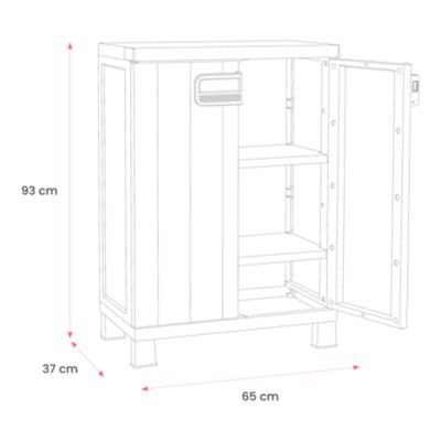 Armoire basse plastique 2 tablettes Links L.65 x H.93 x P.37 cm