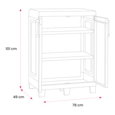 Armoire basse plastique 2 tablettes Major L.49 x H.101 x P.78 cm