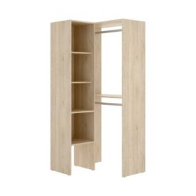 Armoire Bernina, Structure pour dressing d'angle, Cintre d'angle ouvert, 79x88h186 cm, Chêne