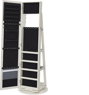 Armoire à Bijoux pivotante à 360, avec Grand Miroir psyché, Organisateur de Bijoux verrouillable