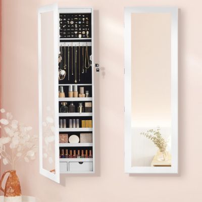 Armoire à bijoux verrouillable pour portes à suspendre avec miroir - H120 cm