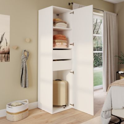 Armoire blanche 2 tiroirs GoodHome Atomia H. 187,5 x L. 50 x P. 45 cm