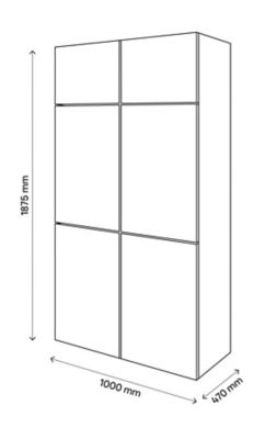 Armoire blanche 6 portes grises claires mates GoodHome Atomia H. 187,5 x L. 100 x P. 47 cm