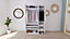 Armoire blanche avec miroir double penderie et 2 paniers GoodHome Atomia H. 225 x L. 150 x P. 58 cm