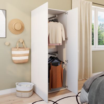 Armoire blanche double penderie GoodHome Atomia H. 187,5 x L. 75 x P. 45 cm