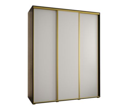 Armoire Cannes 1 à Portes Coulissantes 205,2/190/60 3 Portes (noir,blanc.doré)