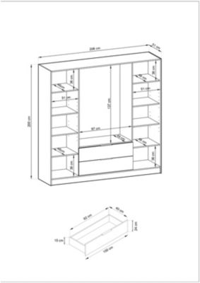 Armoire, chêne artisanal, 206 x 200 x 51 cm