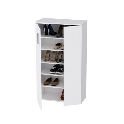 Armoire à chaussures 2 portes 5 tablettes blanc - AMELIE