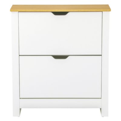 Armoire à chaussures 2 portes abattantes 2 compartiments blanc naturel