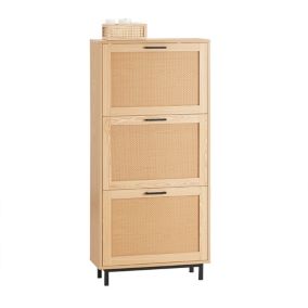 Armoire à Chaussures avec 3 Abattants Effet Cannage Rotin, FSR155-N, SoBuy