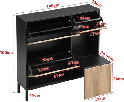 HAKU Möbel Armoire à Chaussures En Tissu Gris - Dimensions L 60 Cm X H 173 Cm X P 50 Cm