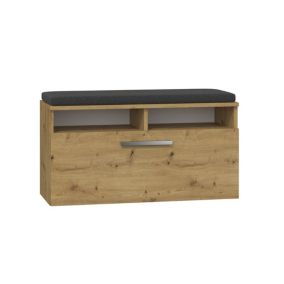 Armoire à chaussures avec siège et rangement - Porte basculante - Dimensions : 46x85x35 - 6 étagères - Artisan-RIVI