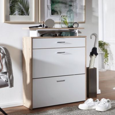 Armoire à chaussures Bois 80x94x24 cm Étagère à chaussures 16 paires FineBuy