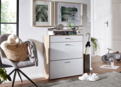 Armoire à chaussures Bois 80x94x24 cm Étagère à chaussures 16 paires FineBuy