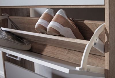 Armoire à chaussures Bois 80x94x24 cm Étagère à chaussures 16 paires FineBuy