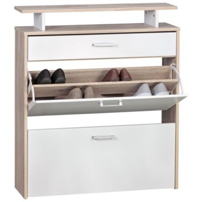 Armoire à chaussures Bois 80x94x24 cm Étagère à chaussures 16 paires FineBuy