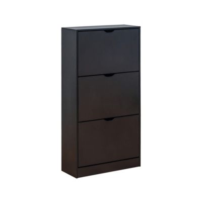 Armoire à Chaussures Ekpe 119x60x23 MDF Noir Moderne