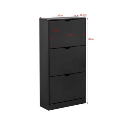 Armoire à Chaussures Ekpe 119x60x23 MDF Noir Moderne