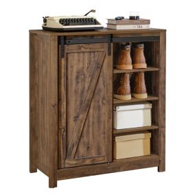 Armoire à Chaussures Meuble Bas avec Porte de Grange Coulissante, FSB59-N, SoBuy