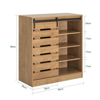 Armoire De Rangement Rustique Buffet Rustique Avec Porte De Grange Coulissante Etageres Reglables Console De Service Brun Rustique Cw67985 93112427