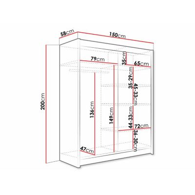 Armoire Closico Camera VI, Nombre d'étagères: 5, 200x150x58cm