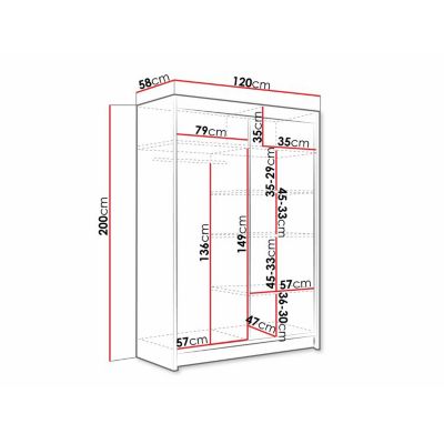 Armoire Closico Pacron V, Nombre d'étagères: 5, 200x120x58cm