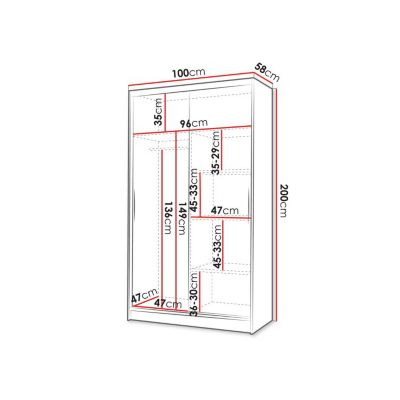 Armoire Closico Structor I, Nombre d'étagères: 4, 200x100x58cm