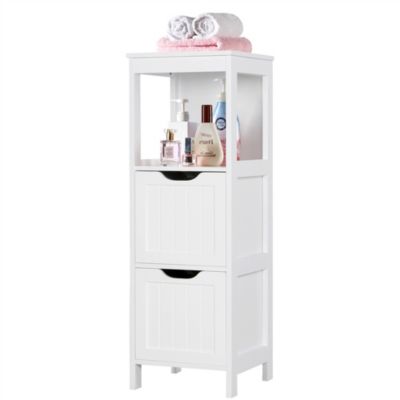 Armoire Colonne de Salle de Bain Meuble de Rangement en Bois Commode Toilette