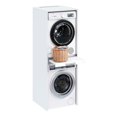 Armoire colonne pour lave-linge et sèche-linge T-BATH 67,2x187,5cm blanc ép. 22 mm