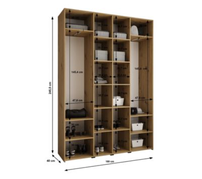 Armoire Como 2 a portes battantes H. 245 x L. 180 x P. 40, 4 portes