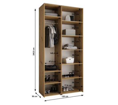 Armoire Como 4 a portes battantes H. 245 x L. 130 x P. 50, 3 portes