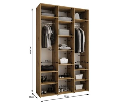 Armoire Como 4 a portes battantes H. 245 x L. 160 x P. 50, 3 portes