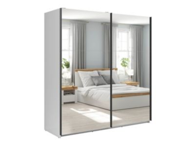 Armoire coulissante Placard avec miroir coloris Blanc brillant - Longueur 183 x Profondeur 60 x Hauteur 195,5 cm
