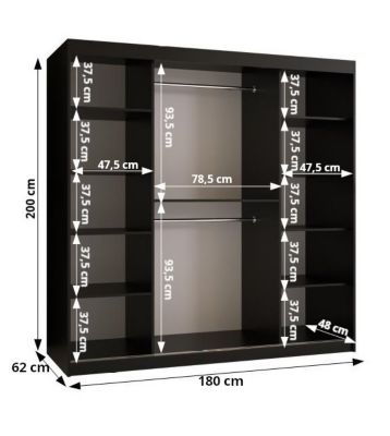 Armoire coulissante Ramiro 1 180, profondeur 62 blanc
