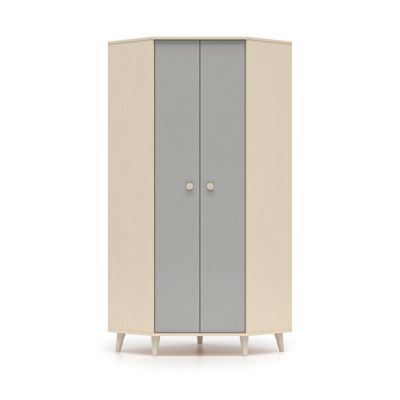 Armoire d'angle 2 portes Alycia Beige et Gris