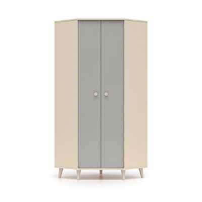 Armoire d'angle 2 portes Alycia Beige et Gris