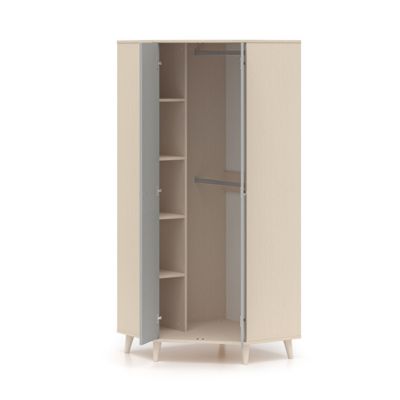 Armoire d'angle 2 portes Alycia Beige et Gris
