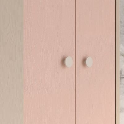 Armoire d'angle 2 portes Alycia Beige et Rose