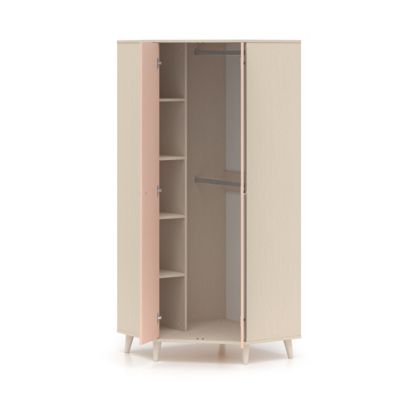 Armoire d'angle 2 portes Alycia Beige et Rose