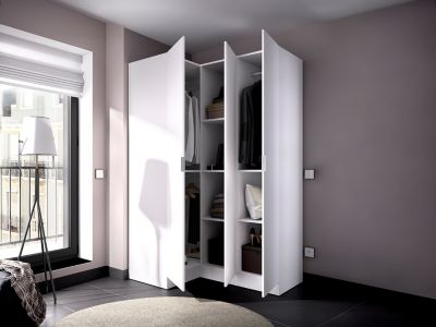 Armoire d'angle 3 portes - L132 cm - Blanc - LISTOWEL