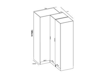 Armoire d'angle 3 portes - L132 cm - Blanc - LISTOWEL