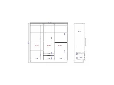 Armoire d'angle 8 portes et 2 tiroirs - L263 cm - Coloris : Naturel - FEOVA