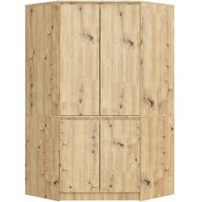 Armoire d'angle AKORD S100 Chêne Artisan 100 cm 4 portes façade Chêne Artisan 6 étagères 100x50x180 cm